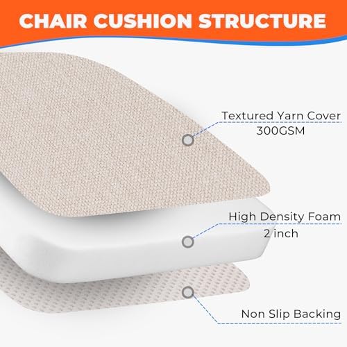 Sunsleek Chair Cushions for Dining Chairs D-Shaped Seat Cushions Chair Pads - Image 4