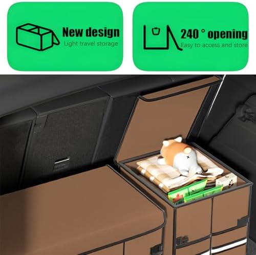 Car Trunk Organizer with Lid Collapsible Oxford Cloth Coffee - Image 6