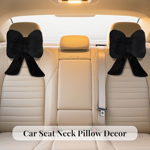 2 Pack Bow Car Headrest Pillows Plush Car Neck Pillows - Image 3