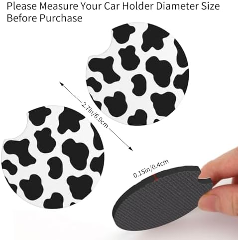 Cow Print Steering Wheel Cover 15in+ 2 Car Coasters Decoration - Image 6