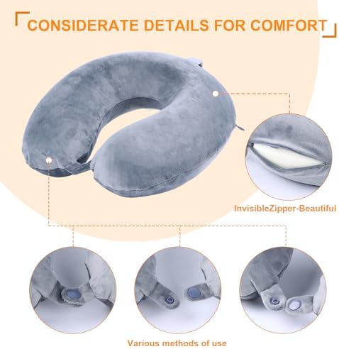 Travel Pillow, 100% Pure Memory Foam U Shaped Neck Pillow, Super Lightweight - Image 5