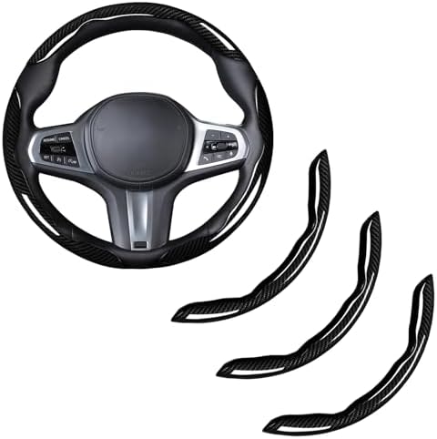 Carbon Fiber Steering Wheel Cover Universal 3pcs Protector Glossy Black by HOME