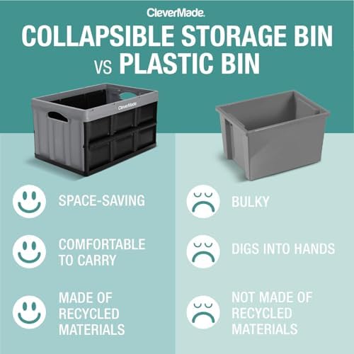CleverMade Collapsible Storage Bin - 46L - Stone - Image 3