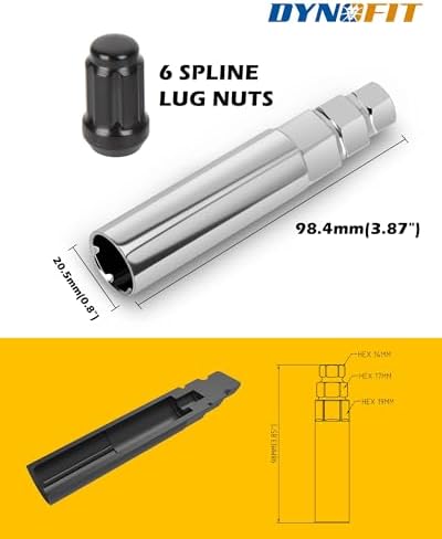 Dynofit 6 Spline Spike Lug Nut Socket, fit M12 1/2" - Image 6