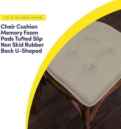Sweet Home Collection Chair Cushion Memory Foam Pads Tufted Slip Non Skid - Image 3
