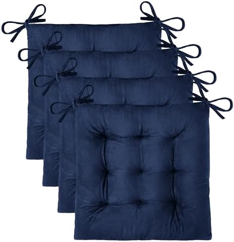 OVOV 4 Pack Chair Cushions for Dining Chairs 15.5"x15.5" Navy by OVOV