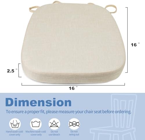 BUYUE Thickened 2.5" Dining Chair Cushions Set of 4, U-Shape High Density Foam - Image 3