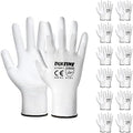DULFINE Safety Work Gloves for Men & Women 12 Pairs, PU Coated White XXL by DULFINE
