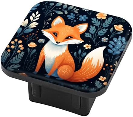 Hitch Cover Fits for 2-Inch Hitch, Cute Fox in The Forest Surrounded by Flowers - Image 2