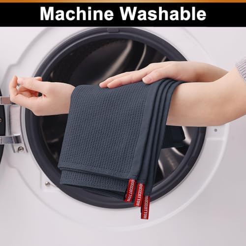 Homaxy 100% Cotton Waffle Weave Dish Cloths, 8 Pack, Dark Grey - Image 4
