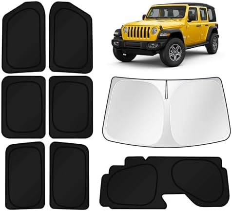 KUST Car Window Shades for 2018-2025 2026 Jeep Wrangler Accessories Windshield by KUST