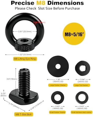 T Track Mount Tie Down Anchor for Roof Rack, M8 Heavy Duty Ring Shaped Eye Bolt - Image 4