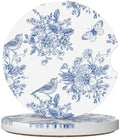 Vintage Blue Flower Car Cup Coaster 2 Pack Ceramic Absorbent Car Coasters 2.56 by Unknown