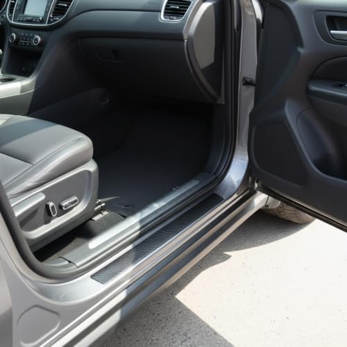 Car Door Sill Guards, Front & Rear Car Door Threshold Protector, Carbon Fiber & - Image 3