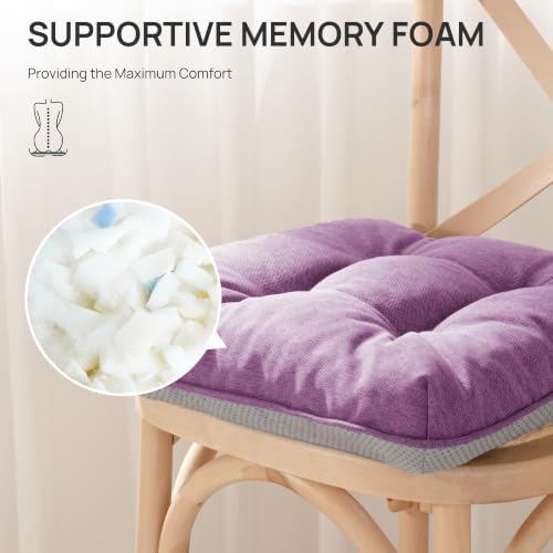 Love's cabin Memory Foam Chair Cushions Set of 4, 19 Inch, Light Purple - Image 3