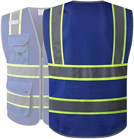 JKSafety Safety Vest for Men Women Reflective Hi Vis JK100 Blue L - Image 5