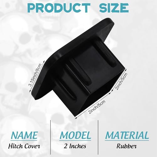 Hitch Cover Fits for 2 Inch Hitch Black and White Skull Floral Trailer Hitch - Image 2
