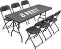 7-Piece Black Plastic 8FT Folding Table by WelcometoEDWINENE