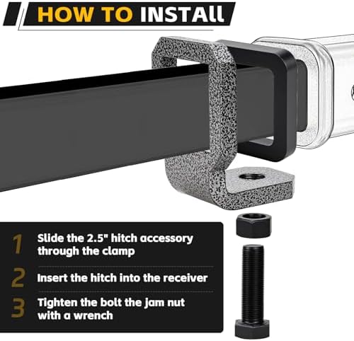 2.5" Anti Rattle Hitch Clamp, Heavy Duty Steel Stabilizer & Tightener - Image 4