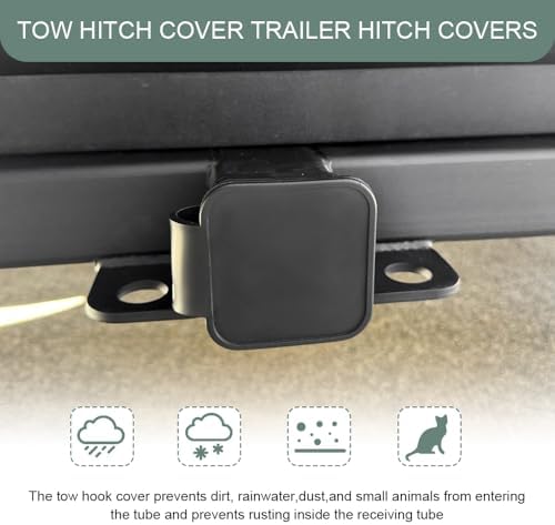 2 Inch Trailer Hitch Covers, Heavy Duty Tow Hook Dust Plug Cap, Rubber Receiver - Image 4