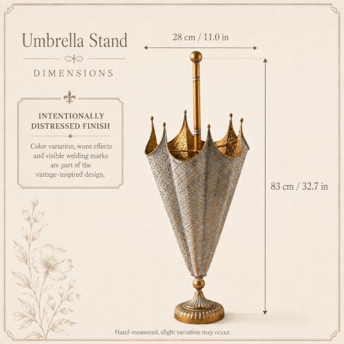 Vintage Metal Umbrella Stand for Entryway, Indoor Cane Holder - Image 2