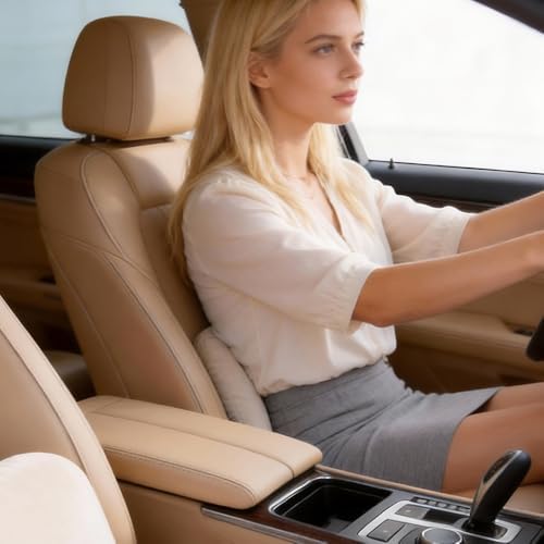 Beige Lumbar Support Pillow for Car Recliner Soft Lower Back Waist Cushion - Image 5