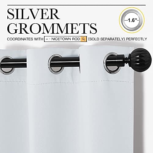 NICETOWN Room Darkening Curtain Panels 2 Panels 55 x 90-inch Greyish White - Image 3