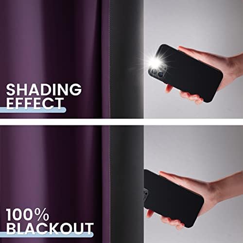 SimpleHome 100% Blackout Ombre Bedroom Curtains Purple and Greyish White 84 - Image 6