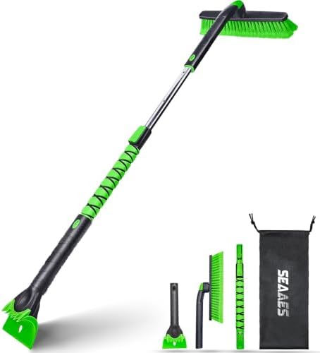 SEAAES 48 Inch Extendable Snow Brush, Windshield Ice Scraper by SEAAES
