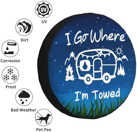 I Go Where I'm Towed Spare Tire Cover Weatherproof Universal Wheel Protectors - Image 5