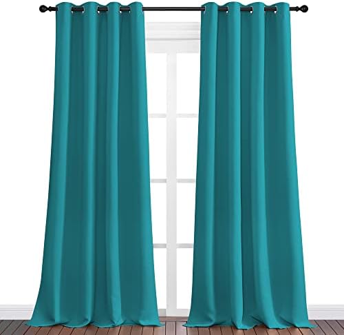 NICETOWN Room Darkening Curtains, 2 Panels, W55 x 108-inch, Peacock Teal - Image 2