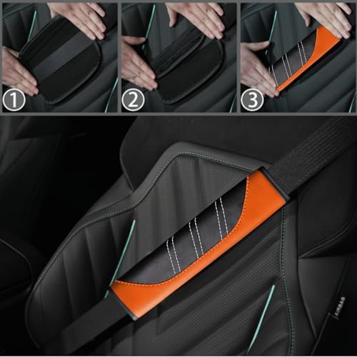 NBTEPEM 6 Pcs Orange Steering Wheel Cover Set, Sport Microfiber Leather - Image 6