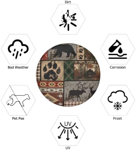 Cabin Bear Spare Tire Cover Lodge Deer Forest Waterproof Sun Wheel Cover Fit - Image 5