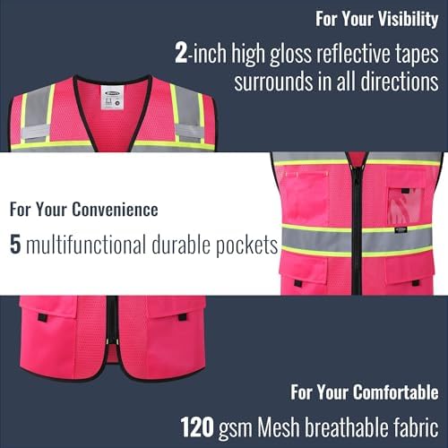 JKSafety Safety Vest for Men Women Hi Vis Relfective Vest - Image 4