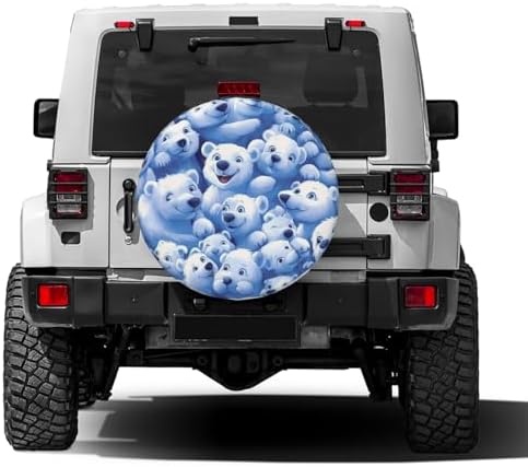 White Polar Bears Blue Spare Tire Cover Dust-Proof Wheel Tire Cover Fit Trailer - Image 2