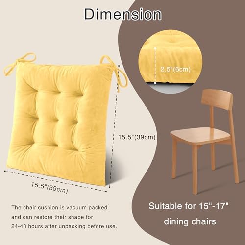 OVOV 1 Pack Chair Cushions for Dining Chairs 15.5"x15.5" Pastel Yellow - Image 2
