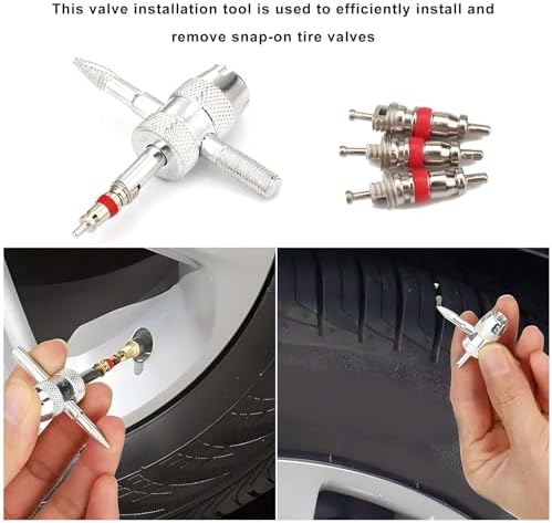4-Way Valve Core Tool, 4-in-1 Valve Stem Removal Tool Car Tire Repair Wrench - Image 3