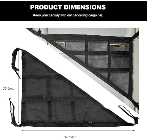 Car Ceiling Cargo Net, 35.4"×25.6" Triangle Double Layer Overhead Cargo Net - Image 2