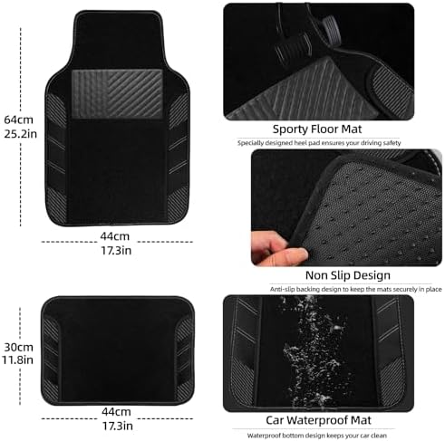 NBTEPEM 10 Pcs Car Floor Mats Full Set & Sport Leather Steering Wheel Cover - Image 4