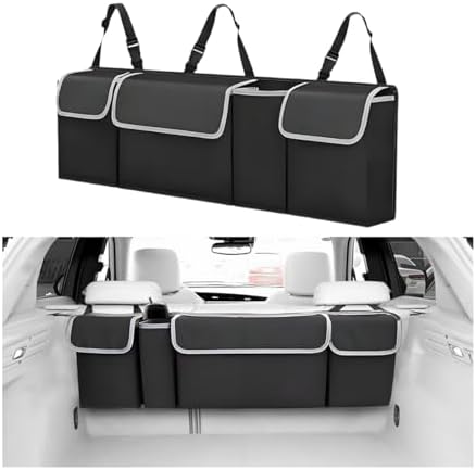 Car Trunk Organizer with Lid, Large Waterproof Vehicle Backseat Hanging Storage by Ywdiml