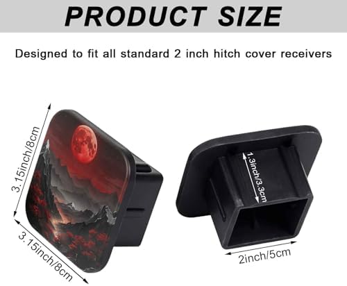 2 Inch Red Moon Mountain Trailer Hitch Cover Rubber Receiver Tube Plug Cap - Image 2
