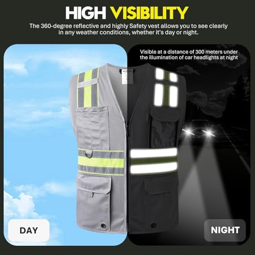JKSafety Safety Vest for Men Women Hi Vis Relfective Vest - Image 4