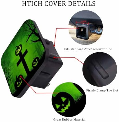 Halloween Tow Trailer Hitch Cover Plug Insert, Grunge Halloween Pumpkin Cross - Image 3