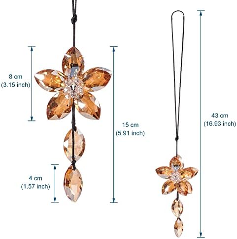 Crystal Flower Rear View Mirror Pendant, Car Hanging Ornament, Lucky Accessory - Image 2