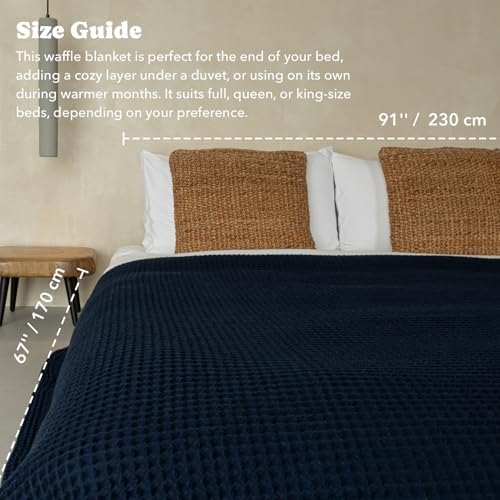 Luxury Organic Japanese Cotton Waffle Towelket Throw Blanket Bedspread - Image 5
