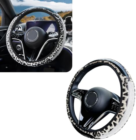 Bling Rhinestone Cheetah Steering Wheel Cover Leather White by Unknown