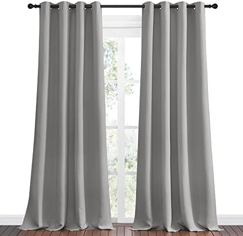 NICETOWN Silver Grey Room Darkening Curtain Panels 96" Long - Image 2