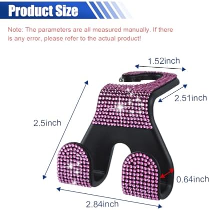 LAINLOY 2PCS Car Seat Headrest Hooks, Shiny Crystal Hanger Holder, Backseat - Image 2