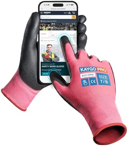 KAYGO Safety Work Gloves, PU Coated, 2-Finger Touchscreen by KAYGO