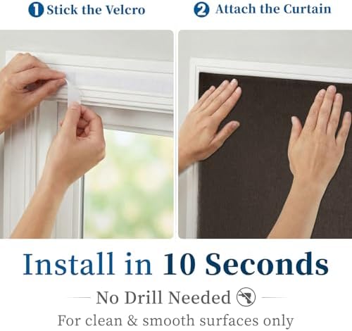 100% Blackout Curtains for Bedroom Stick On Curtains Window Shades Pull Down - Image 3